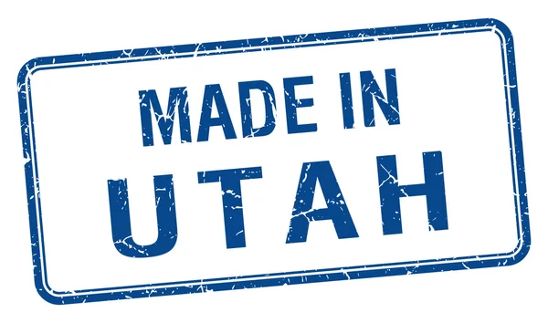 Gemaakt in Utah blauwe vierkante geïsoleerde stempel — Stockvector