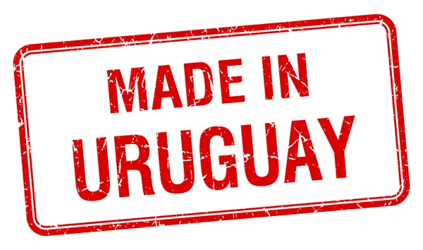 Fabriqué en Uruguay carré rouge timbre isolé — Image vectorielle