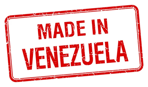 Hergestellt in venezuela rotem Quadrat isolierte Marke — Stockvektor