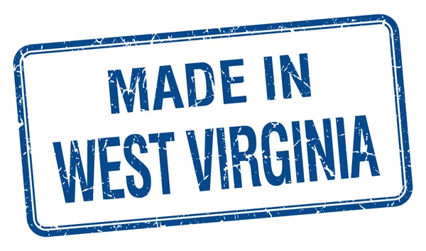Fabriqué en Virginie-Occidentale timbre isolé carré bleu — Image vectorielle