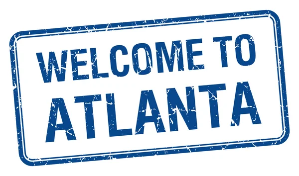 Zapraszamy do Atlanta niebieski nieczysty pieczęć kwadrat — Wektor stockowy