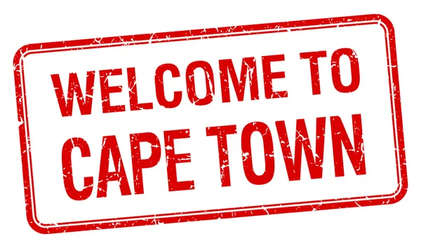 Bienvenue à Cape Town timbre carré grunge rouge — Image vectorielle