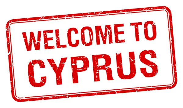 Welcome to Cyprus red grunge square stamp — Stock Vector