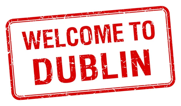 Welcome to Dublin red grunge square stamp — Stock Vector