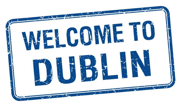Welcome to Dublin blue grunge square stamp — Stock Vector