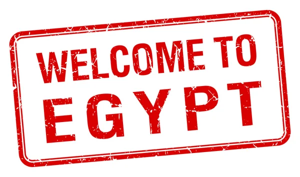 エジプト赤グランジ平方スタンプへようこそ — ストックベクタ