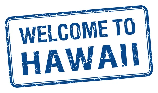 Witamy na Hawajach niebieski nieczysty kwadratowych pieczęć — Wektor stockowy