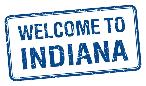 Bienvenido al sello cuadrado Grunge azul de Indiana — Archivo Imágenes Vectoriales