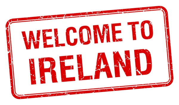 欢迎来到爱尔兰红 grunge 方形邮票 — 图库矢量图片