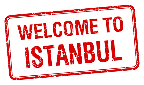 Welcome to Istanbul red grunge square stamp — Stock Vector