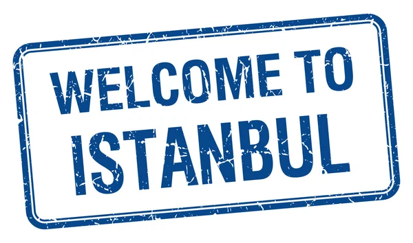 欢迎来到伊斯坦布尔蓝色 grunge 方形邮票 — 图库矢量图片