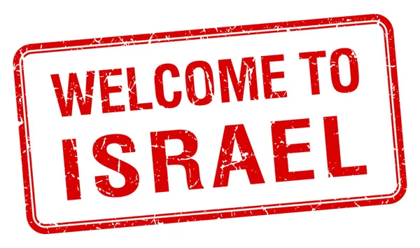Bem-vindo ao selo quadrado grunge vermelho de Israel —  Vetores de Stock