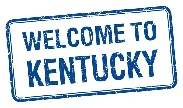 Welcome to Kentucky blue grunge square stamp — Stock Vector