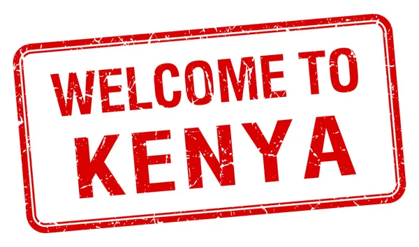 Welcome to Kenya red grunge square stamp — Stock Vector