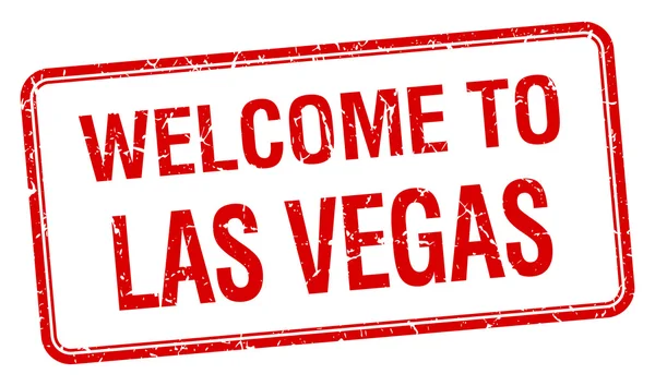 Welkom in Las Vegas Rode grunge vierkante stempel — Stockvector