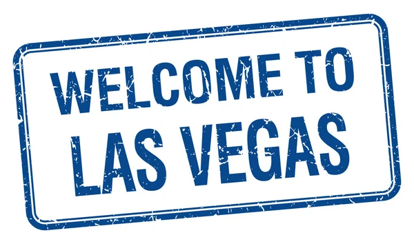 Welkom in Las Vegas blauwe grunge vierkante stempel — Stockvector