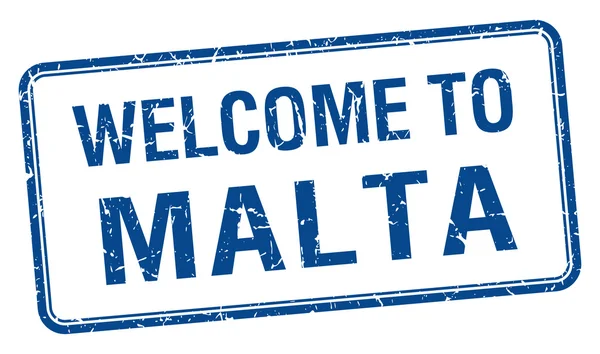 Bienvenue au timbre carré Grunge bleu de Malte — Image vectorielle