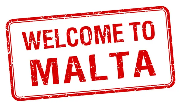 Bienvenue à Malte timbre carré grunge rouge — Image vectorielle