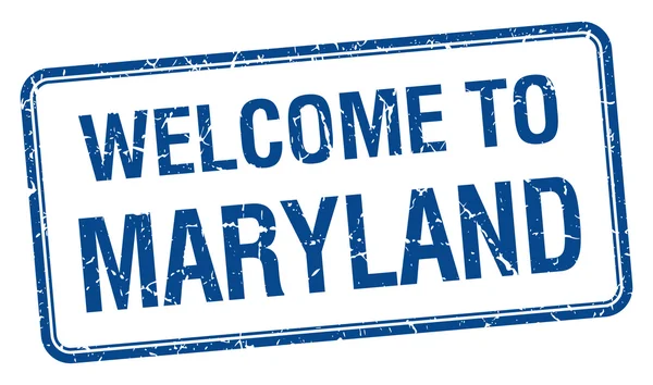 Bienvenido al sello cuadrado Grunge azul de Maryland — Archivo Imágenes Vectoriales