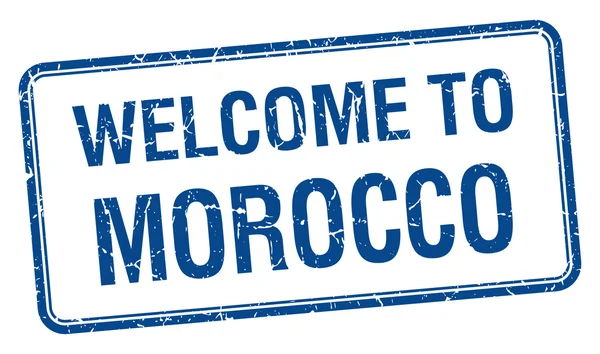 Üdvözöljük Marokkó kék grunge tér bélyegző — Stock Vector