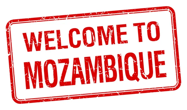 Welcome to Mozambique red grunge square stamp — Stock Vector