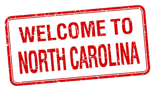 Bienvenido al sello cuadrado Grunge rojo de Carolina del Norte — Vector de stock
