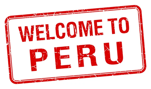Ласкаво просимо в Перу червоний гранж квадратний штамп — стоковий вектор