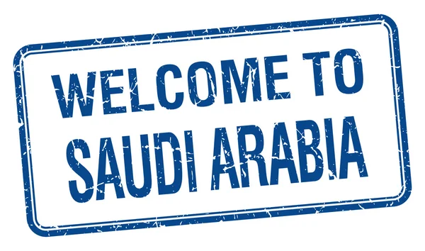 サウジアラビア青いグランジ平方スタンプへようこそ — ストックベクタ