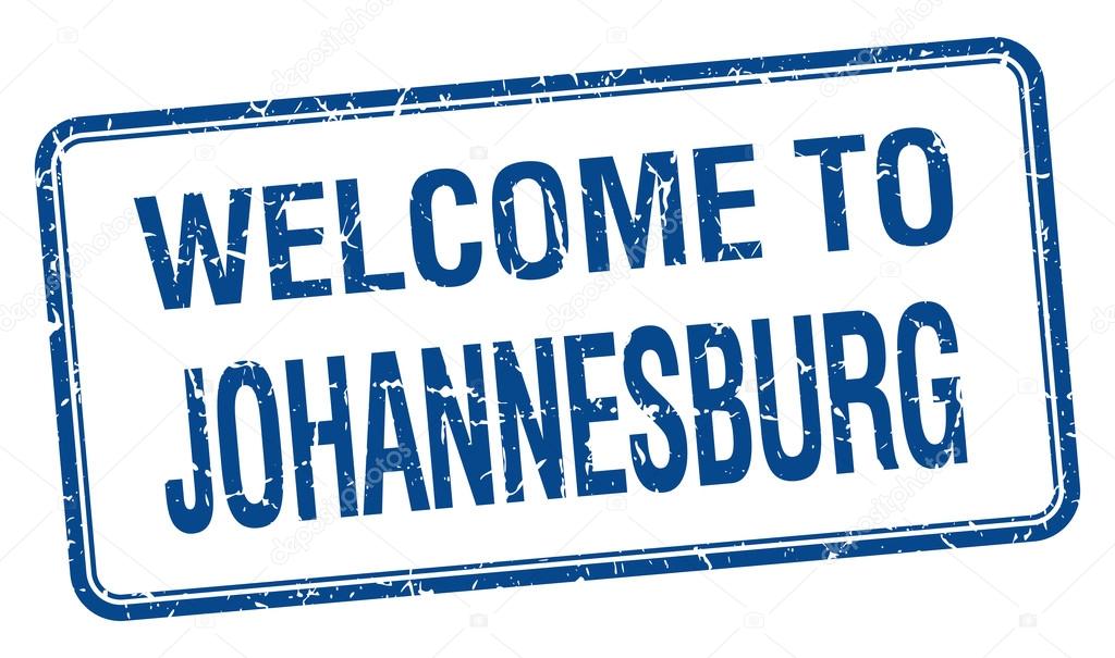 welcome to Johannesburg blue grunge square stamp