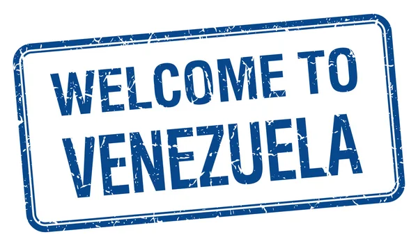 Welcome to Venezuela blue grunge square stamp — 图库矢量图片