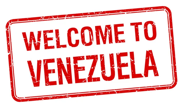 Welcome to Venezuela red grunge square stamp — Wektor stockowy