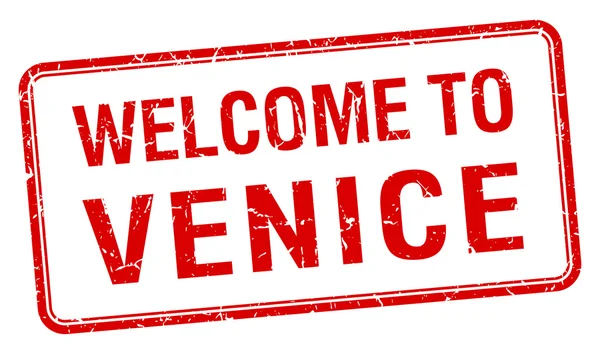 Welcome to Venice red grunge square stamp — Stock Vector