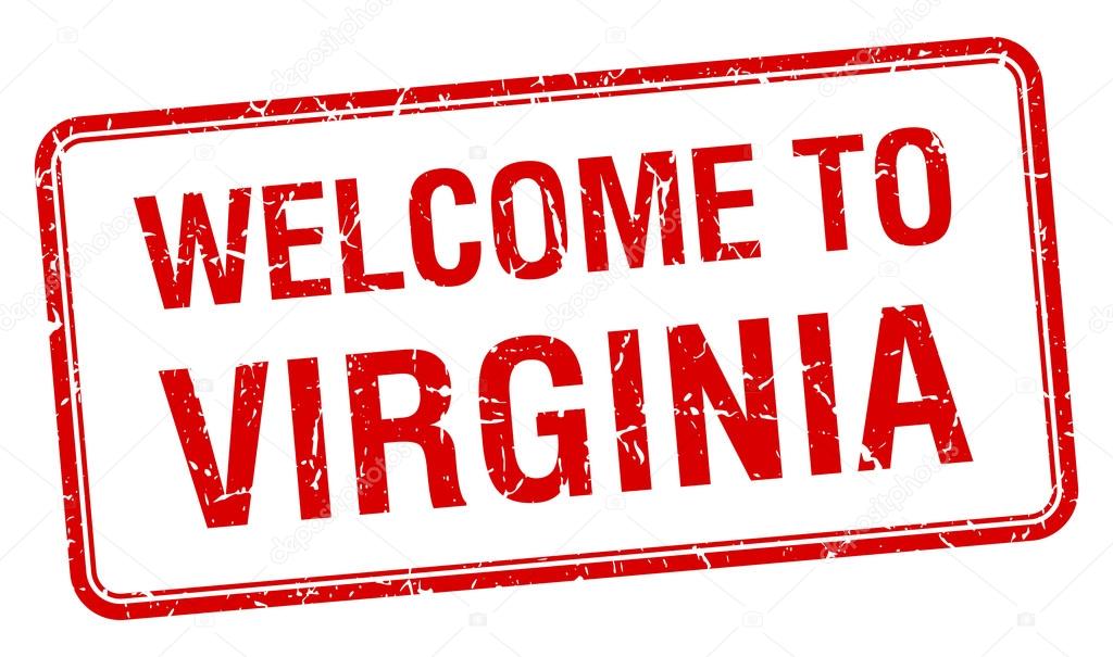 welcome to Virginia red grunge square stamp