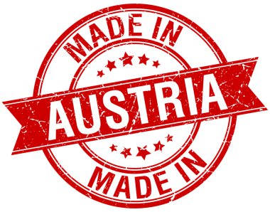 made in Austria red round vintage stamp clipart