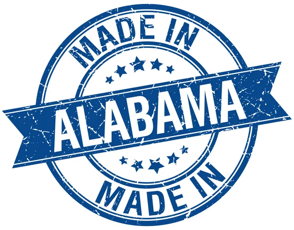 Gjort i Alabama blå runda vintage stämpel — Stock vektor