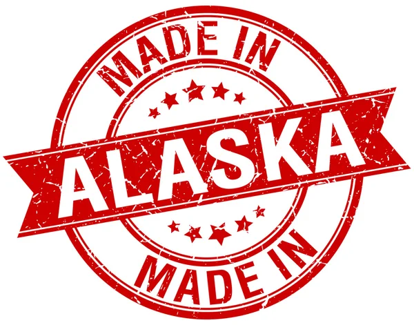 Hergestellt in alaska rot runde Vintage-Marke — Stockvektor