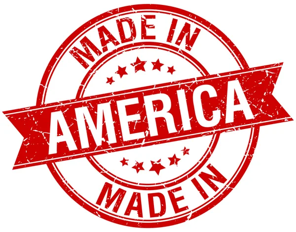 Made in America timbre vintage rond rouge — Image vectorielle