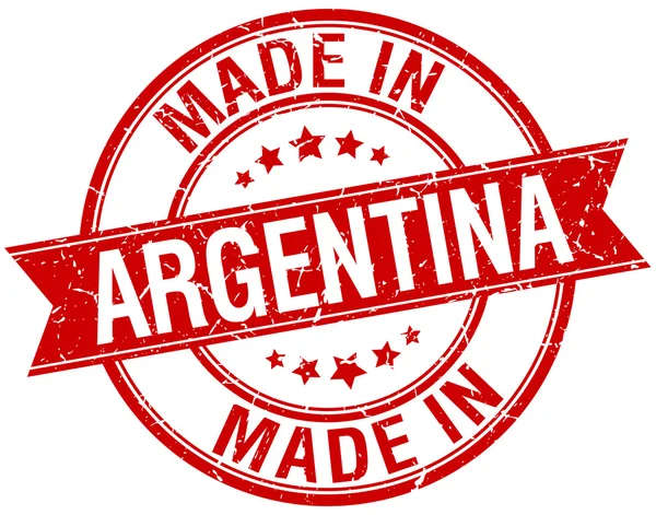 Vyrobené v Argentině červené kulaté razítko vintage — Stockový vektor