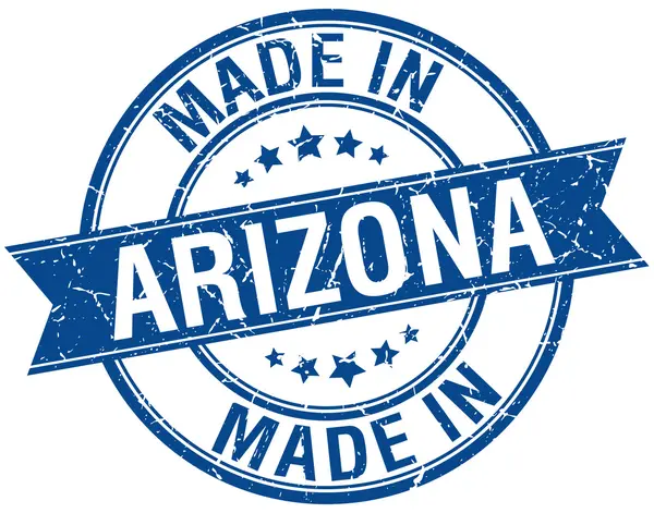 Gemaakt in Arizona blauwe ronde stempel van vintage — Stockvector