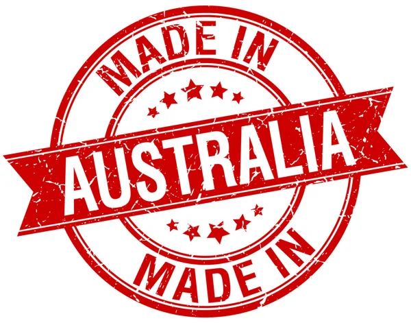 Avustralya kırmızı yuvarlak vintage damga yapılan — Stok Vektör