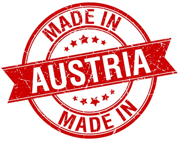 Hecho en Austria sello redondo rojo vintage — Vector de stock