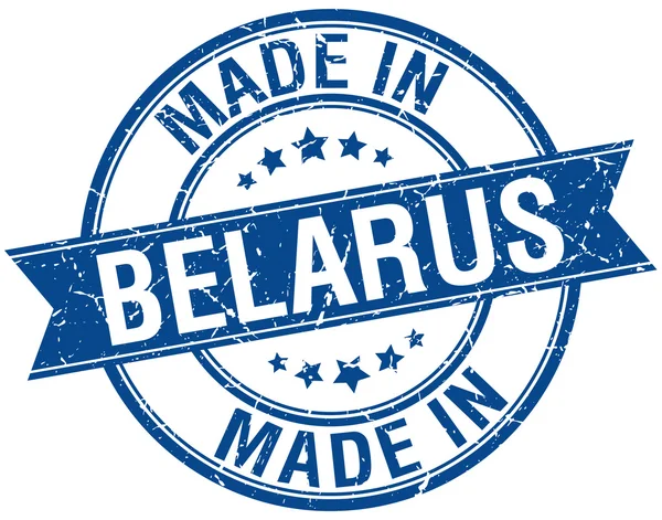 Feito em Belarus azul redondo carimbo vintage — Vetor de Stock