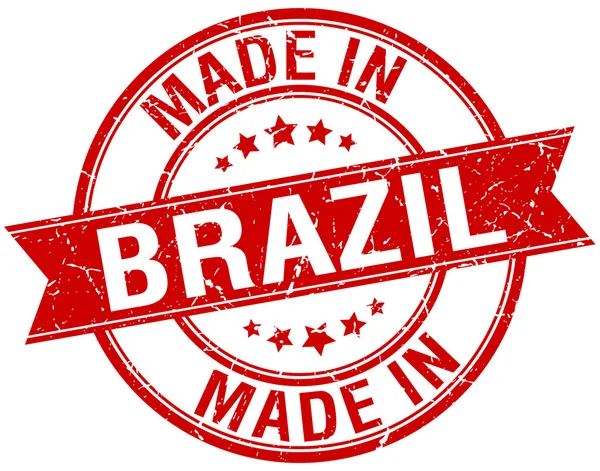 Fabriqué au Brésil timbre vintage rond rouge — Image vectorielle