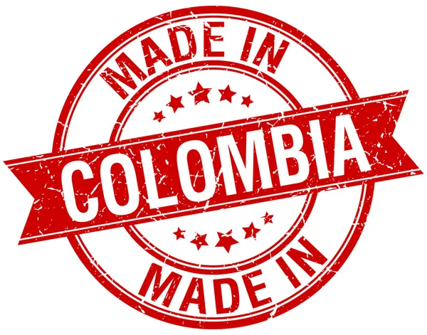 Hecho en Colombia sello redondo rojo vintage — Archivo Imágenes Vectoriales