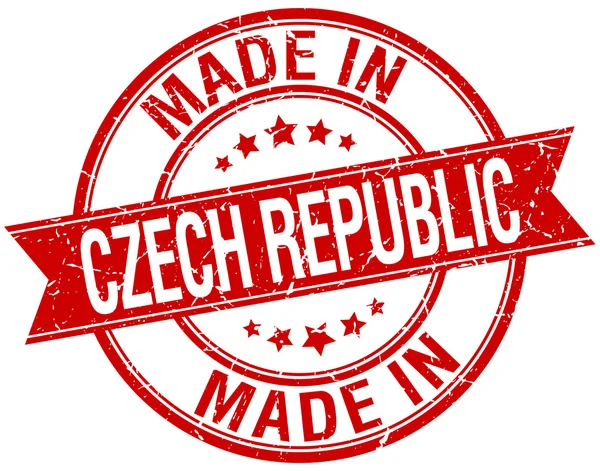 Made in Czech Republic red round vintage stamp — Stock Vector