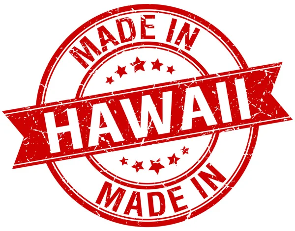 Hecho en Hawaii sello redondo rojo vintage — Vector de stock