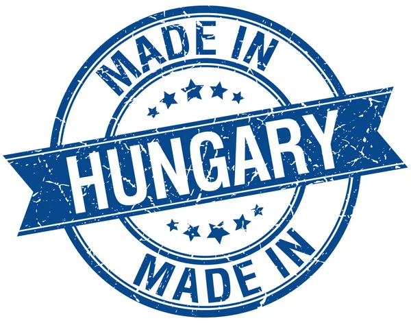 Gjord i Ungern blå runda vintage stämpel — Stock vektor