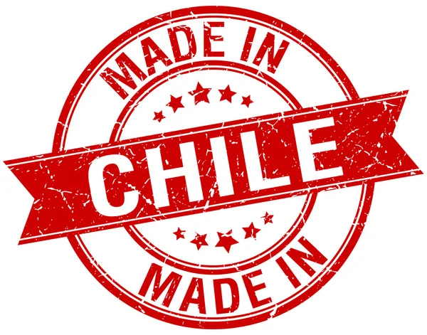 Hergestellt in chilenischer roter, runder Vintage-Briefmarke — Stockvektor