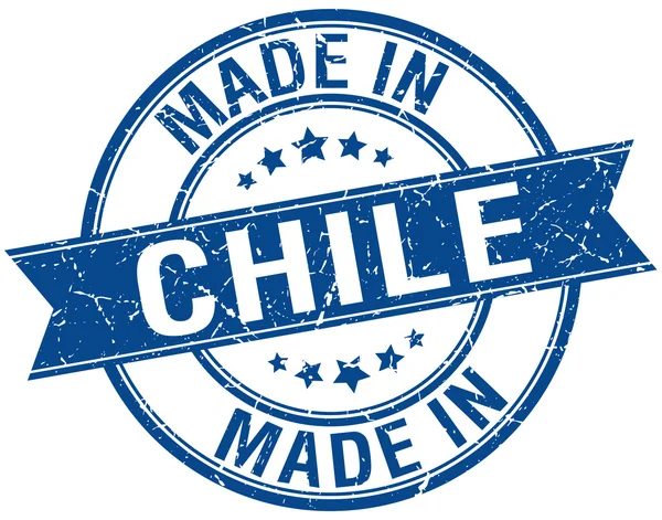 Hecho en Chile sello vintage redondo azul — Archivo Imágenes Vectoriales