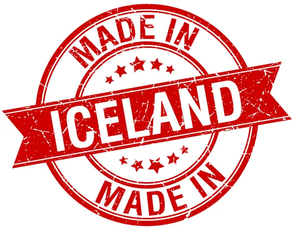 Fabriqué en Islande timbre vintage rond rouge — Image vectorielle